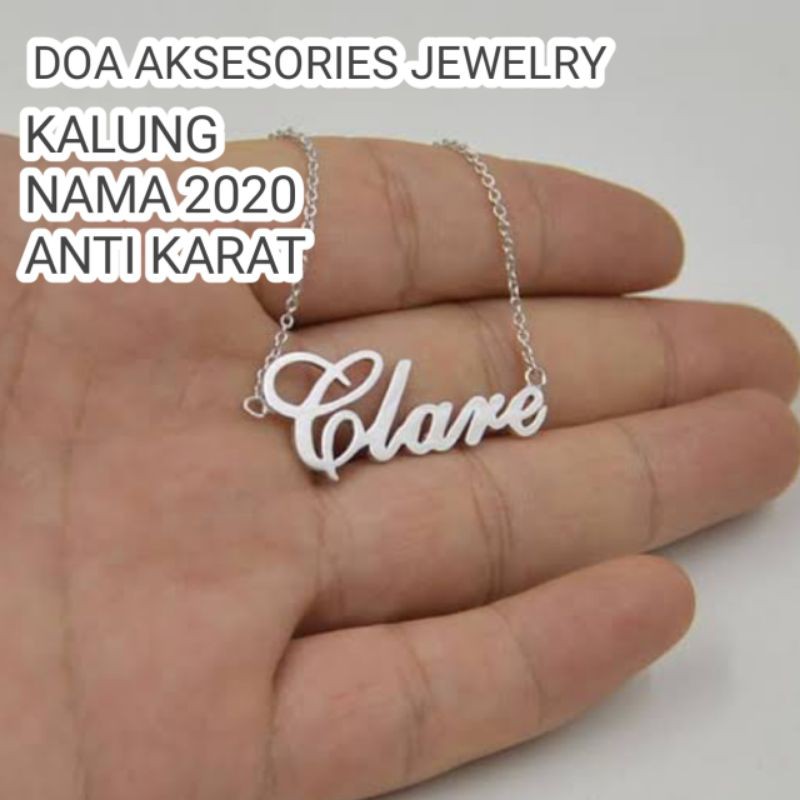 Kalung nama  anti karat  silver free reques nama hasil rapih