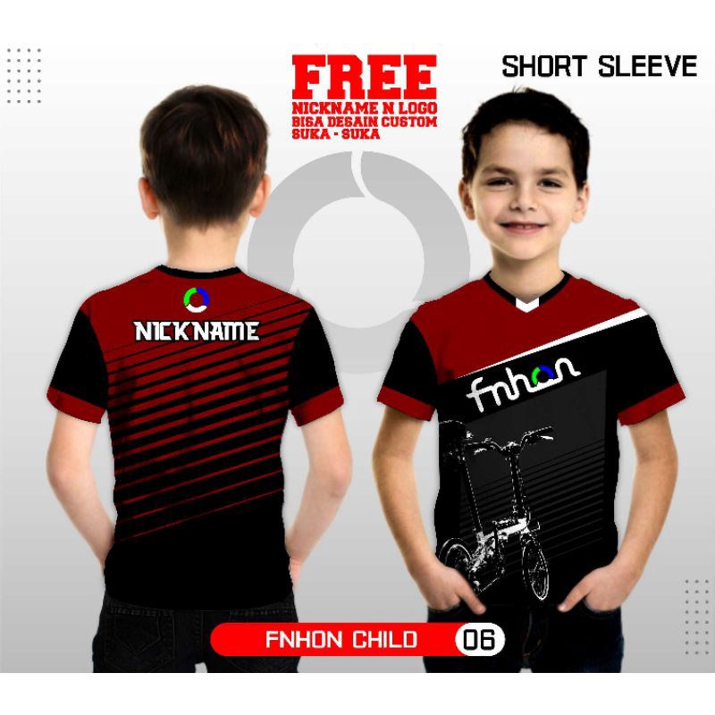jersey sepeda lipat fnhon, jersey fnhon baju gowes kaos folding bike anak lengan pendek