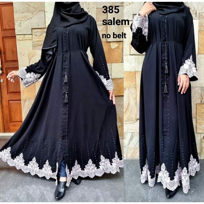 Abaya Hitam Turkey Gamis Maxi Dress Arab Saudi Bordir Turki Dubai 385