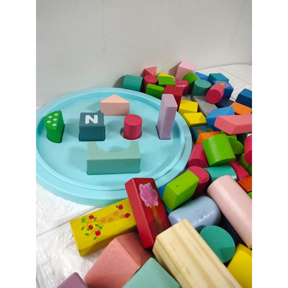 Mainan Edukasi Balok Kayu Anak isi 40pcs