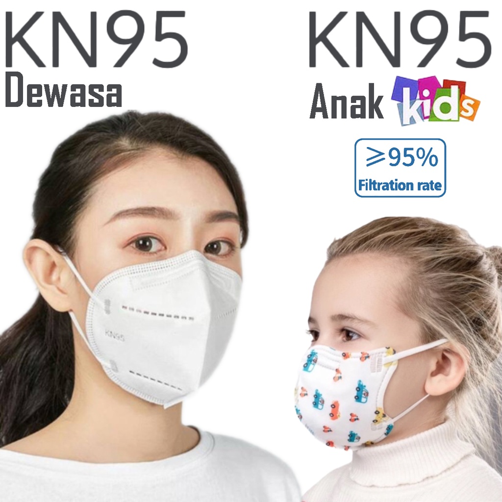 Masker KN95 Anak Motif Y&B care 3-10 Tahun & KN95 Dewasa Hijab Earloop Headloop KN95 Pro Shumu