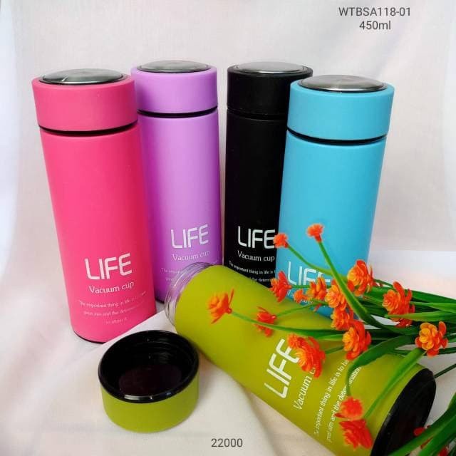 Botol Kaca Life 450ml Botol Air Minum Motif Karakter Animal Termos Glass Bottle Tumbler