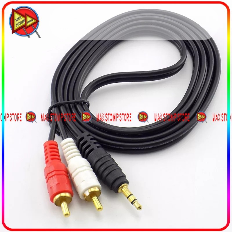 Kabel Audio 1.5meter Jack Aux 3.5 ke RCA 1-2 HP Aktif Speaker Laptop