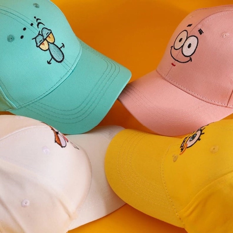 TOPI BASEBALL ANAK KARAKTER SPONGEBOB / SQUIDWARD / PATRICK / TUAN CRAB / SANDY USIA 2-10 TAHUN LAKI PEREMPUAN