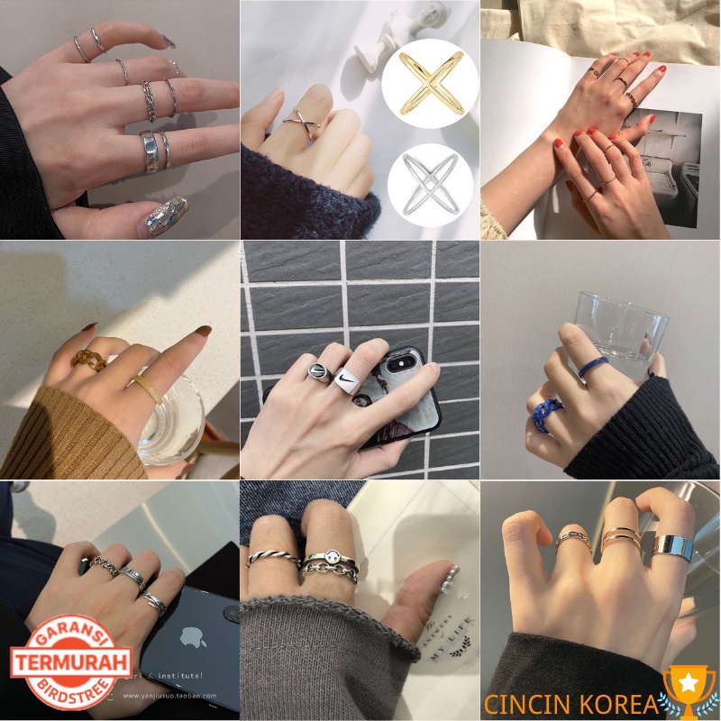 [COD]10 Pcs/Set Cincin Korea Jari Aneka Bentuk Warna emas Silver untuk Wanita/Pria cincin Ready stock