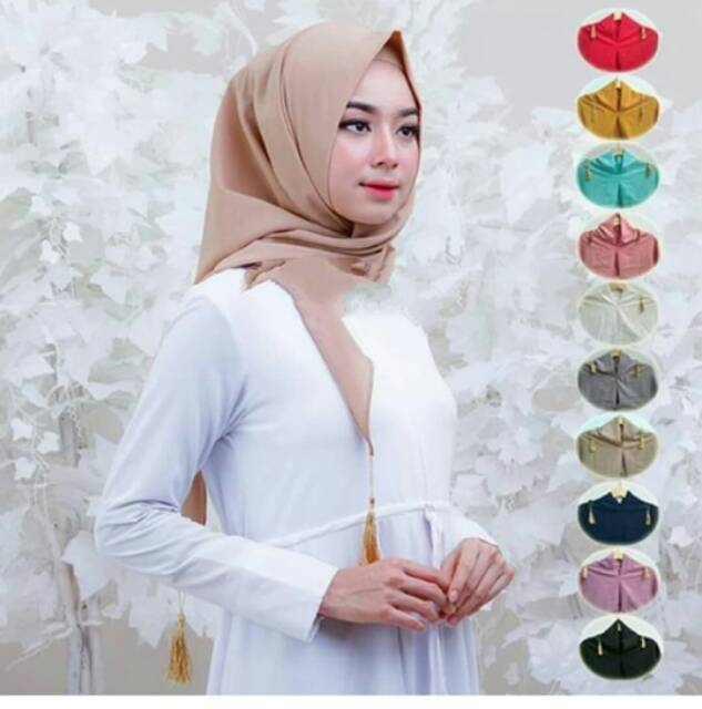 Hijab Kerudung Segitiga Instan Tassel Instant Jambul  Diamond Crepe