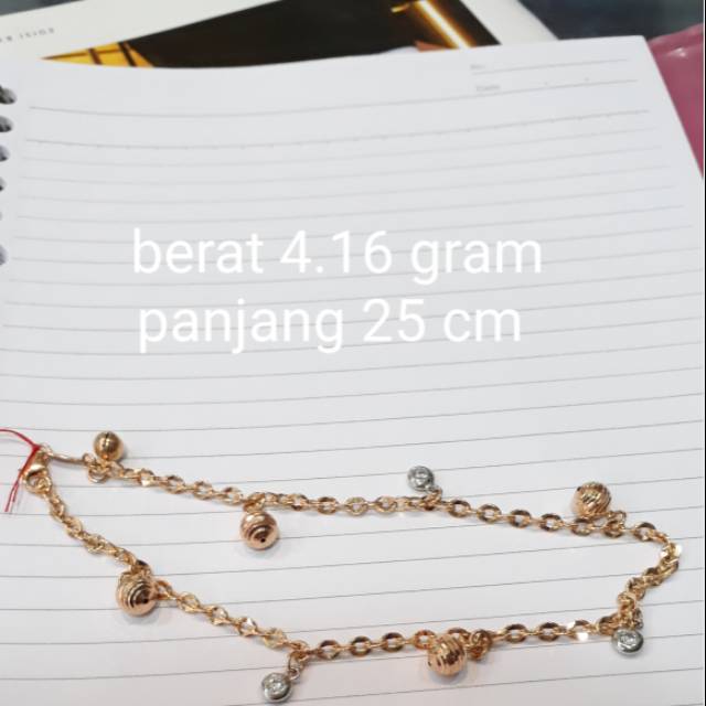 gelang kaki dewasa.ada surat resmi dr toko.emas muda.kadar muda