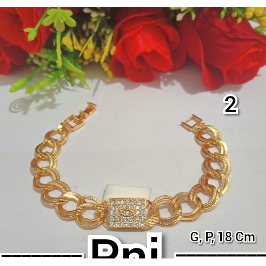 Gelang Dewasa Kolong Permata Plat Mewah Cantik Free Cincin Xuping (COD)