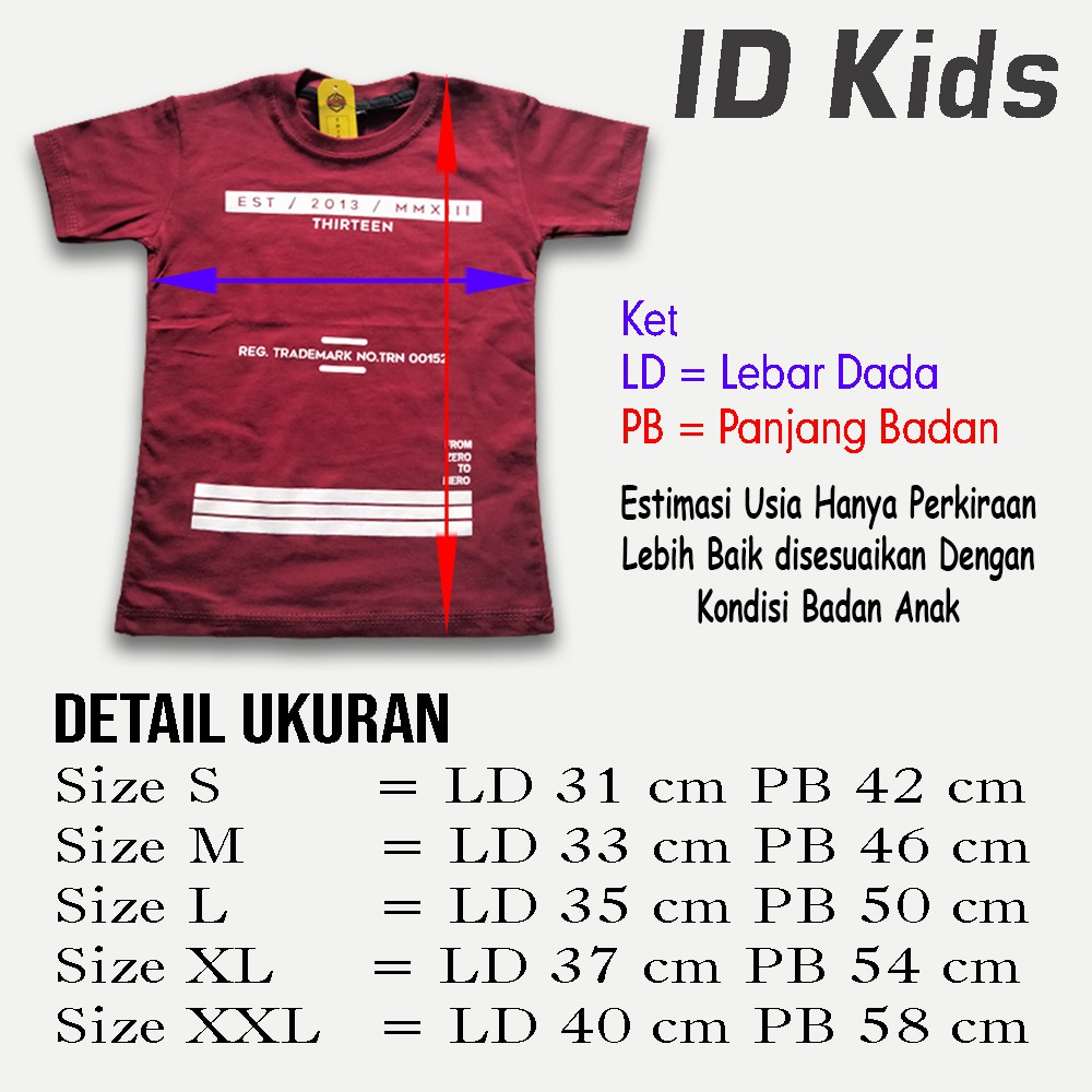 Kaos Anak Distro Thirteen Marun 152