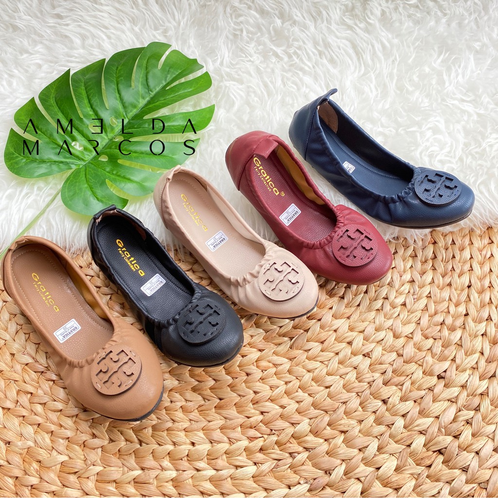 Sepatu Wanita Flatshoes Karet Model Variasi Bahan Sintetis