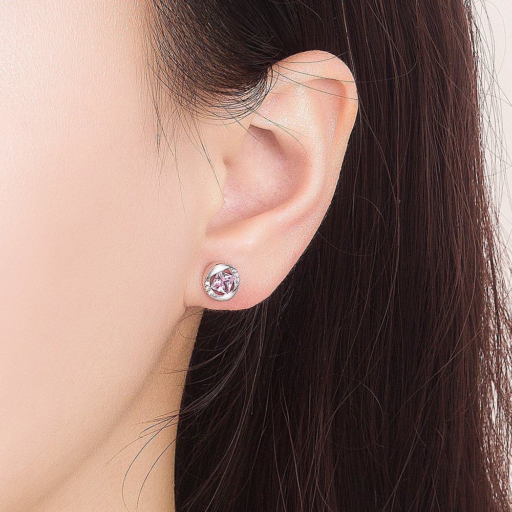 Anting Perak 925 Wanita Merah Muda Zirkon Fashion Perhiasan/Subang Telinga anting perempuan