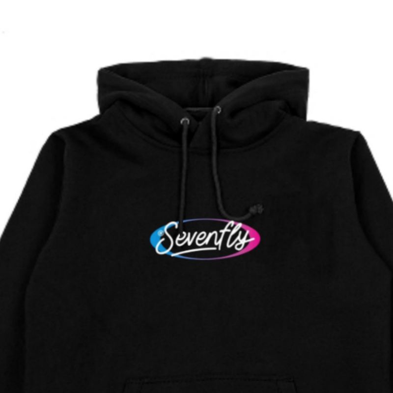 Sevenfly Hoodie SVNFLY.CO hitam series artikel original premium brand