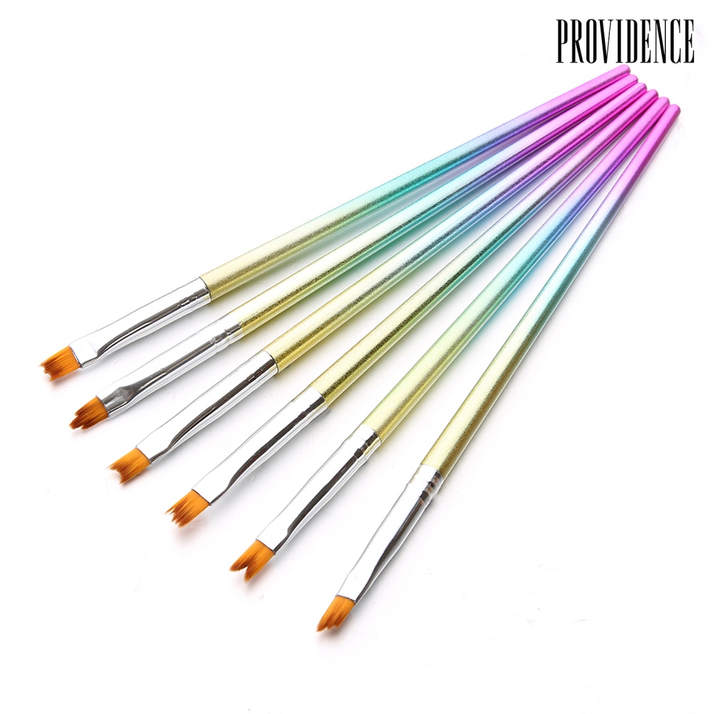 Providence 6pcs / Set Kuas Lukis Nail Art Gagang Warna Warni Diy