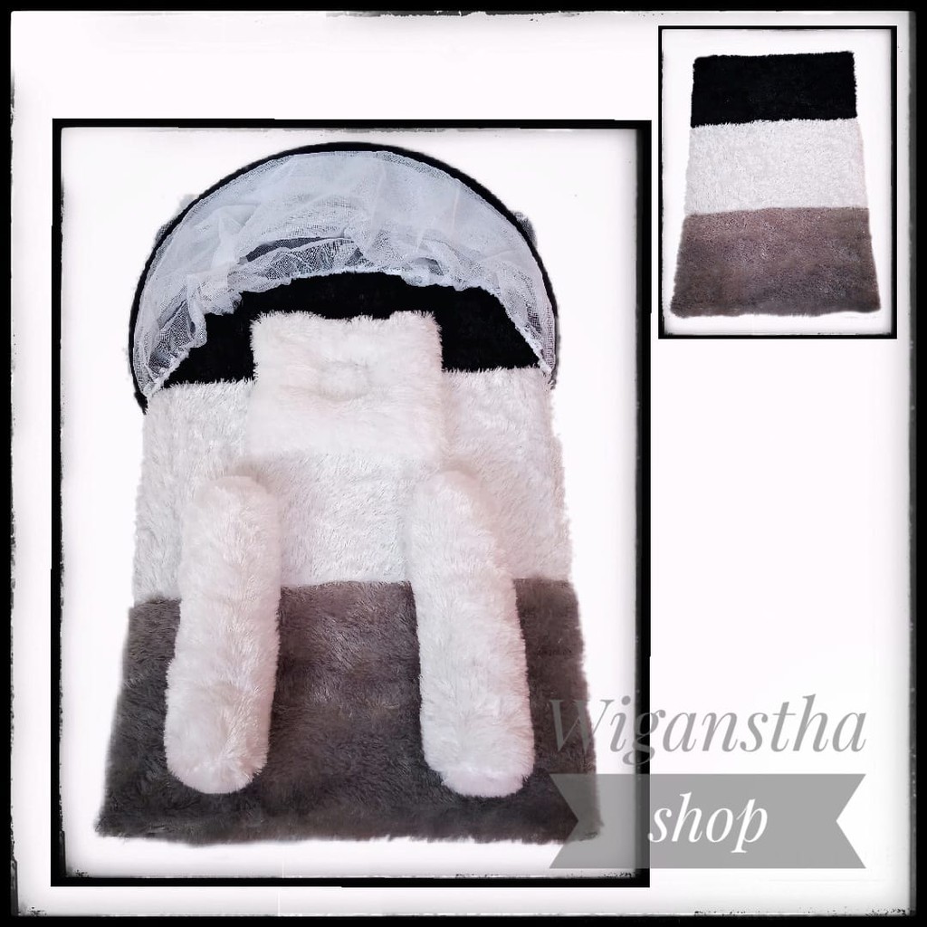 PROMO!!!KASUR BAYI MATRAS KELAMBU BULU SATU SET BANTAL GULING MURAH/KASUR BAYI BULU MOTIF 3 WARNA/KASUR BAYI SURPET BULU