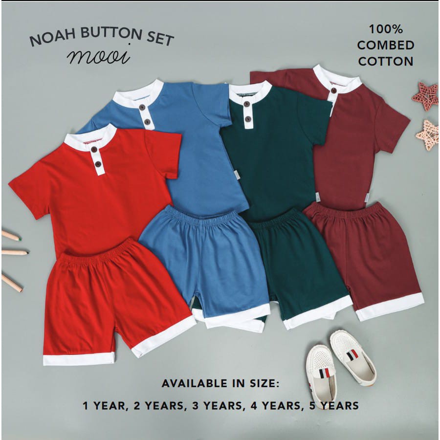 PROMO 7.7 PROMO BAJU LEBARAN MOOI NOAH  Setelan Baju anak Setelan Pendek anak Butoon tee set 1-5 Tahun