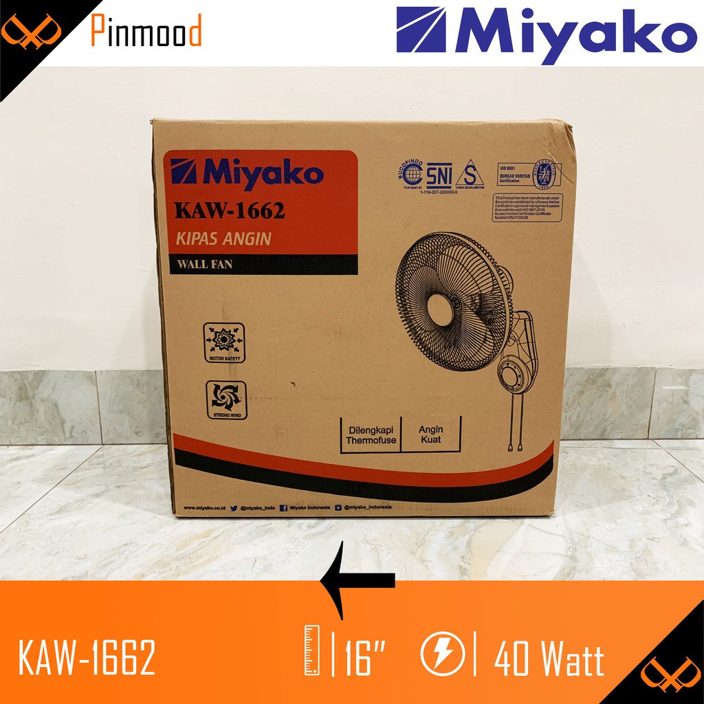 MIYAKO KAW-1662 KIPAS ANGIN DINDING / WALL FAN 16&quot; INCH WALLFAN ANGIN KENCANG LOW WATT TURBO  MURAH