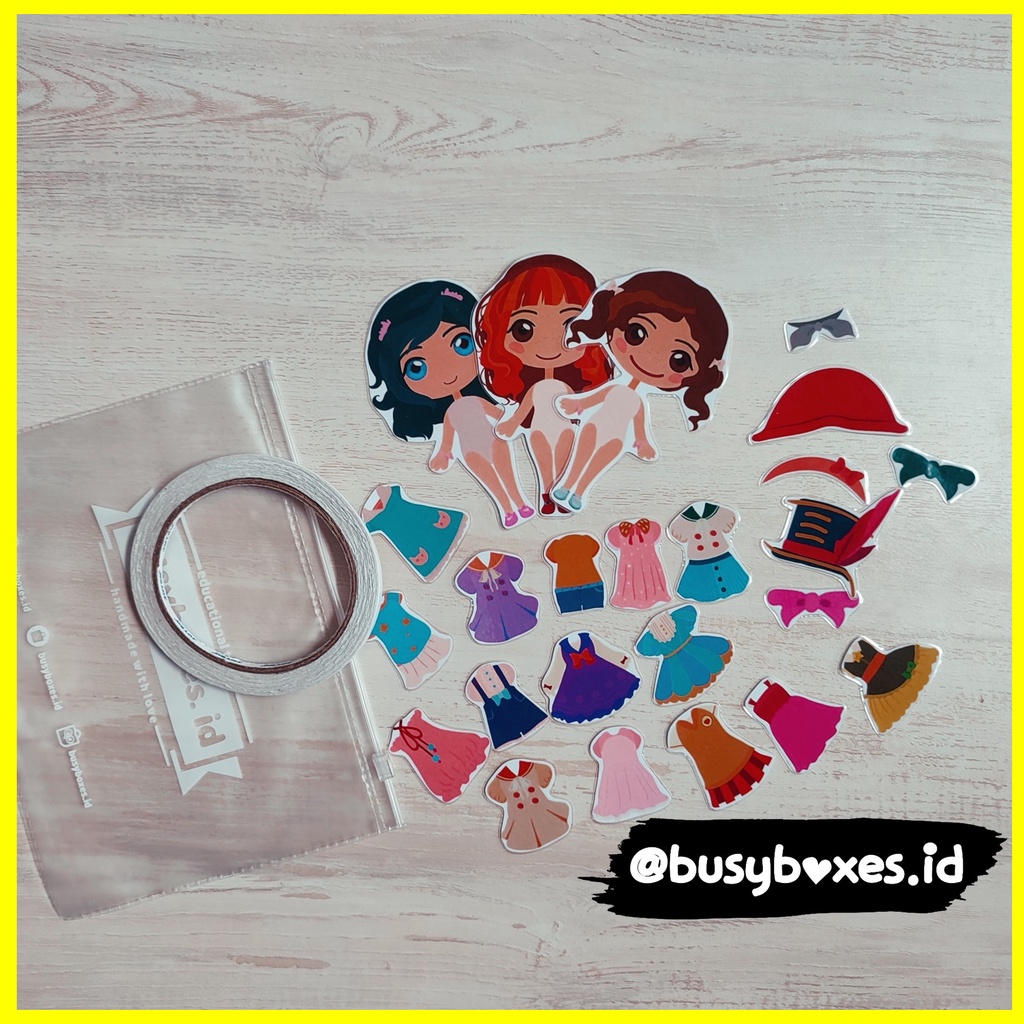 [busyboxes.id] Mainan Edukasi anak 3 tahun boneka pretend play paper doll bp - L