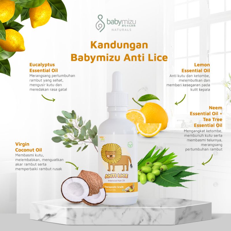 BABYMIZU Anti Lice - Serum Natural Pembasmi Kutu Rambut Anak dan Balita (60 ml)