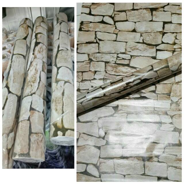 Walpaper dinding motif batu alam 10mx45cm