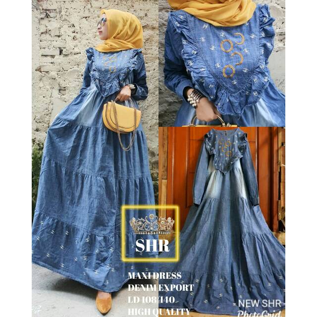 Gamis jeans bordir ori SHR import