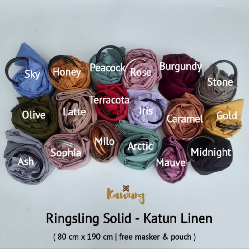 Ringsling Solid katun linen Kawung