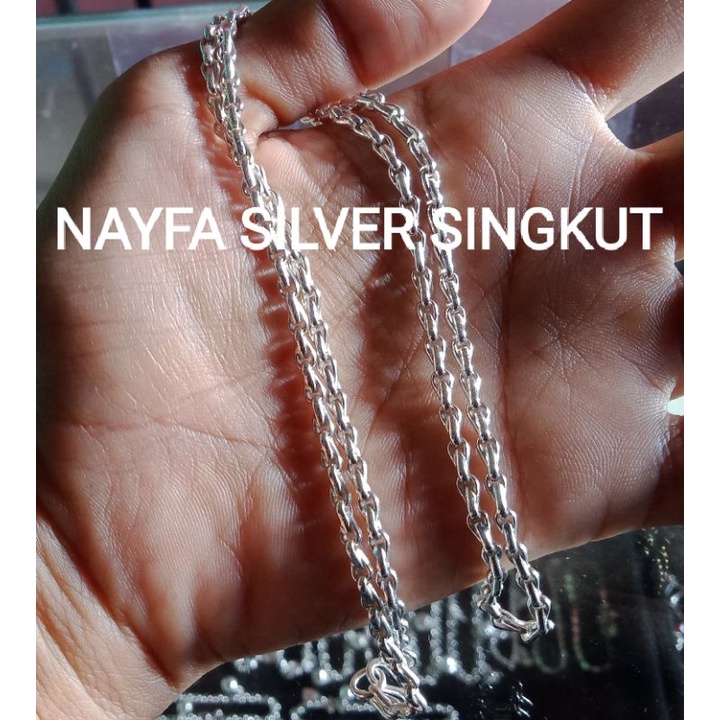 Kalung Perak Singkut Asli Silver Perak Murni Motif Padi