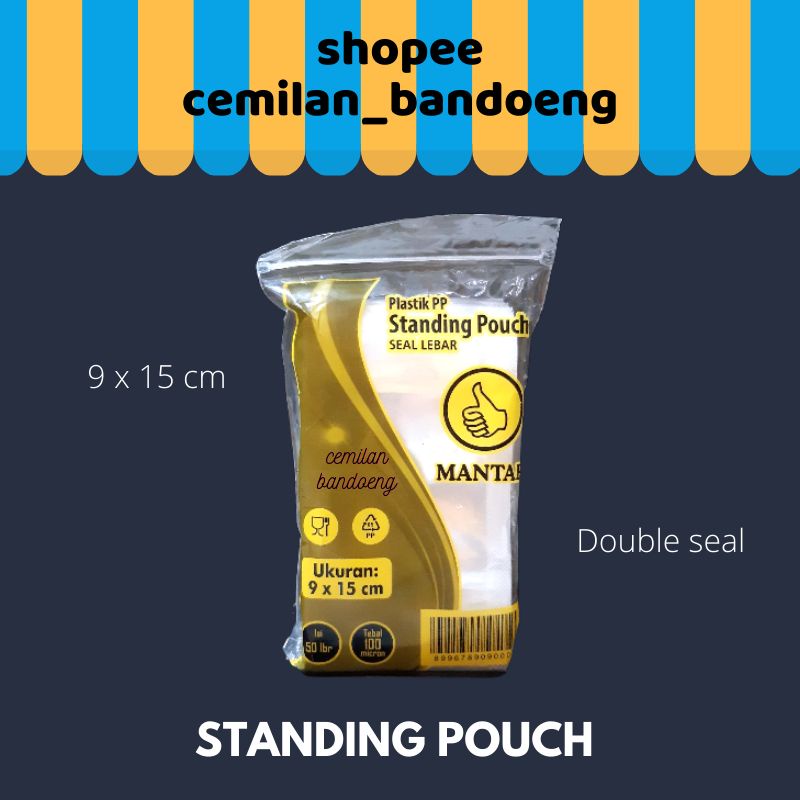 standing pouch 9 x 15 cm seal lebar