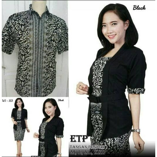 Promo Terlaris set kauple etp dan kemeja varian hitam motif cacing Realpic