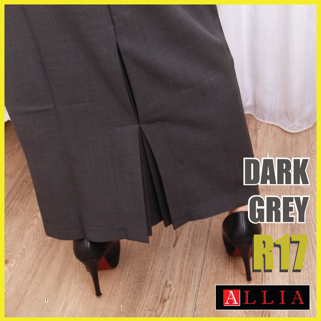 Rok Span ALLIA R17 Dark Grey M - 7L / Rok Kerja Wanita / Rok Bahan