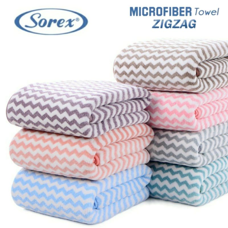 Handuk Bayi Sorex Super Soft Jumbo 70x140 / 50x100 cm HM886/891 Microfiber Towel Motif Zigzag Daya Serap Tinggi