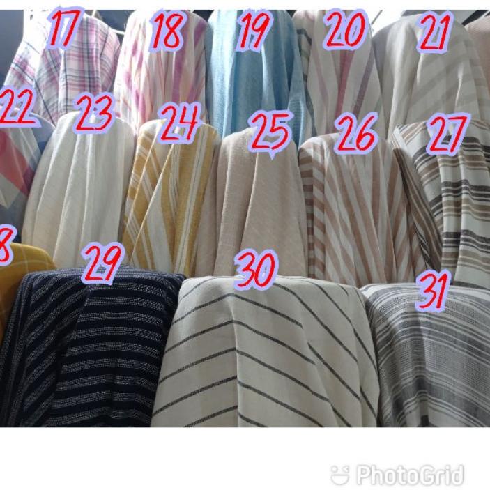 Miliki O! katun linen import salur/kain linen salur seratkain kemeja,dres,gamis,blouse,dll