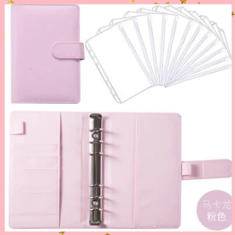 MONEY ORGANIZER A6 Binder Planner Notebook Binder Pockets Storage Cash Envelope Bills with 10pcs 6 H