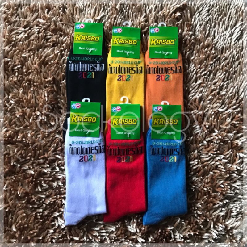 (Buy 1 Get 1) SALE Kaos kaki dewasa fashion indonesia world cup (sebetis) Krisbo Murah dapat 2 pasang