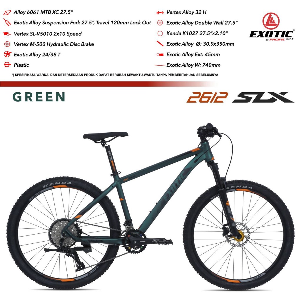 Sepeda Gunung /MTB 27.5" Exotic 2612 SLX