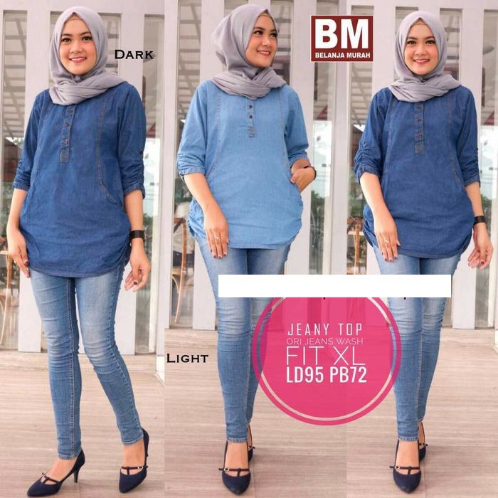 Jeany Baju Jeans Ibu Menyusui - Baju Tunik Wanita