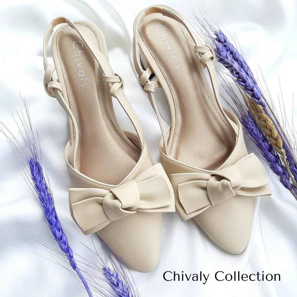 New Arrival Chivaly Collection - Cllara /Sendal Wanita/Heels 5cm-Cllara Cream