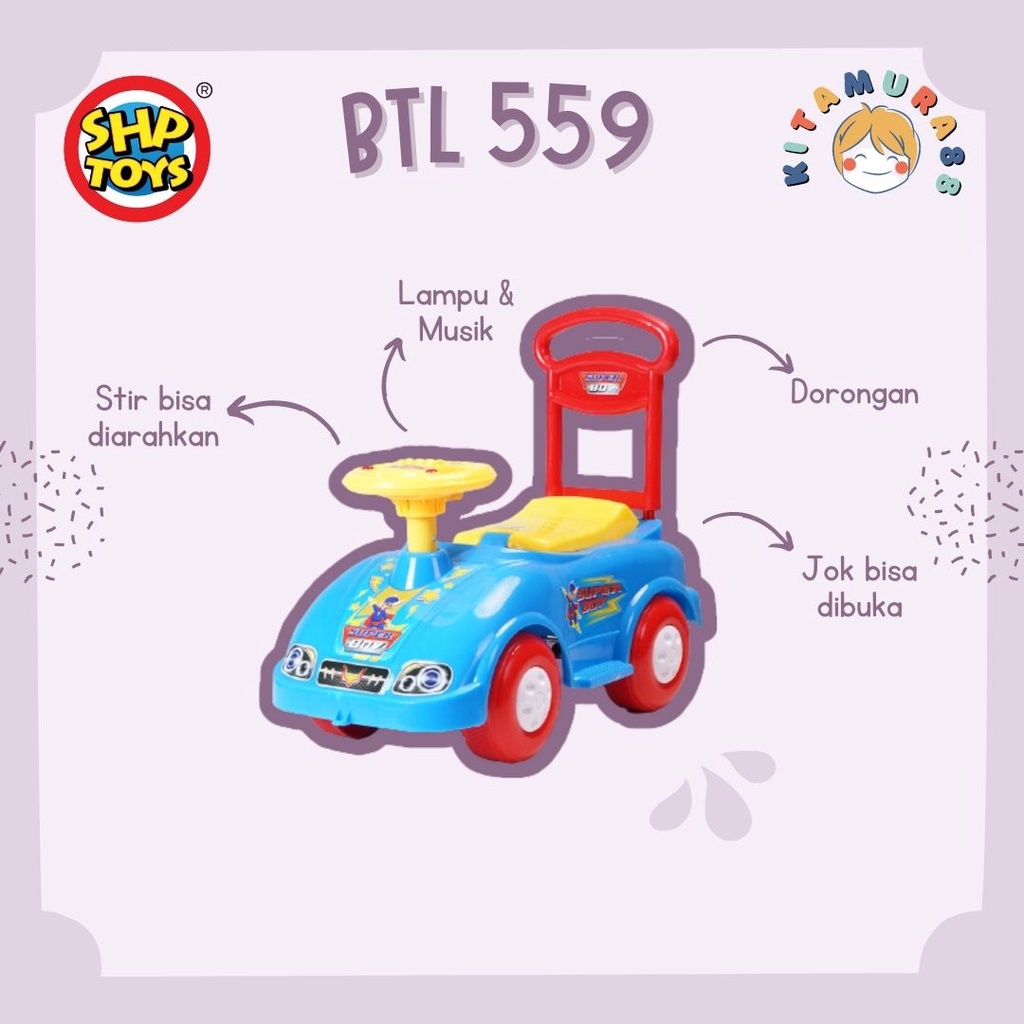 Mainan Mobil Anak BTL 559 SHP TOYS - Maenan Mobilan Dorong Tunggang Ride On Pink Tosca Blue Ready Stock