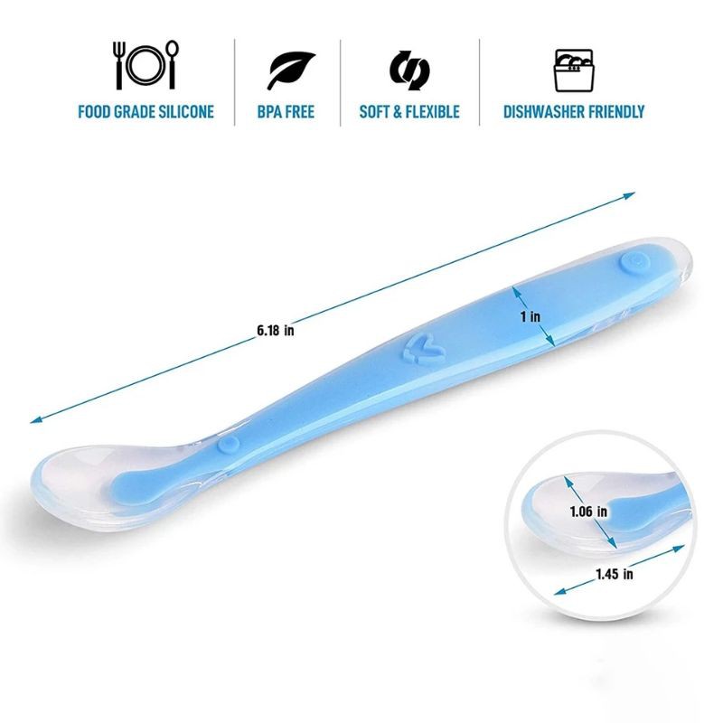 Sendok Makan Bayi Baby Safety Spoon Silikon Sensor Panas Lentur Feeding Aman