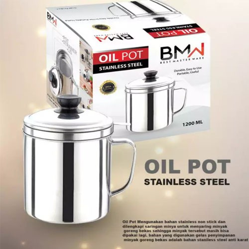 Tempat Penyaring minyak Oil Pot Stainless Steel 1200 ml