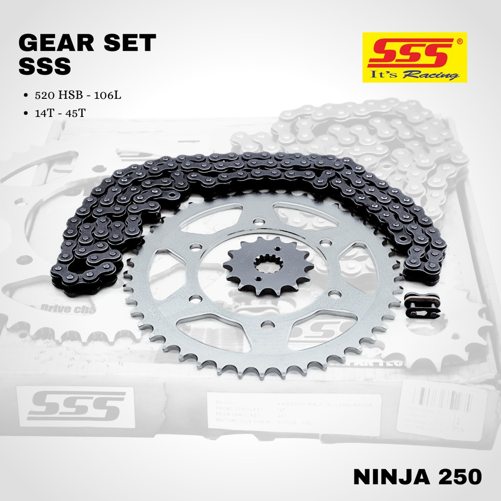 Gear gir set paket SSS Ninja 250 KARBU 520 14 45