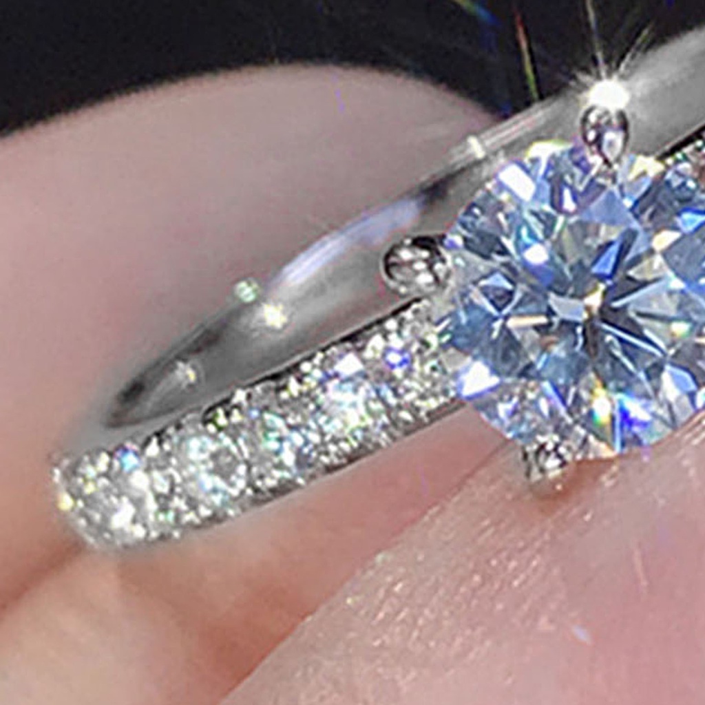 Hu Hu Hu Hu Hu Alat Bantu Pasang Kacamata♡ Cincin Jari Electroplated Bentuk Bulat Aksen Berlian Imitasi Untuk Wanita