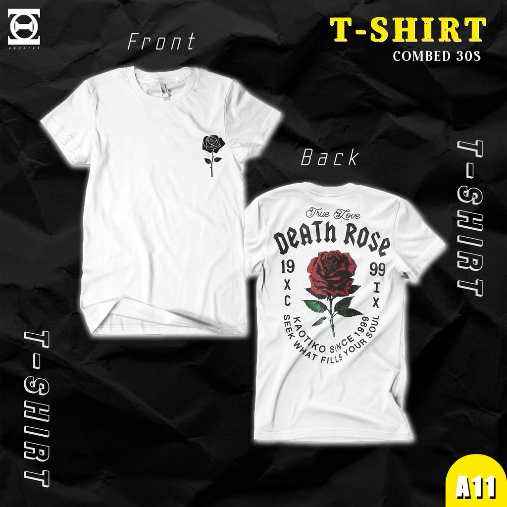 KAOS PUTIH DEATH ROSE || KAOS PUTIH || KAOS PUTIH PRIA
