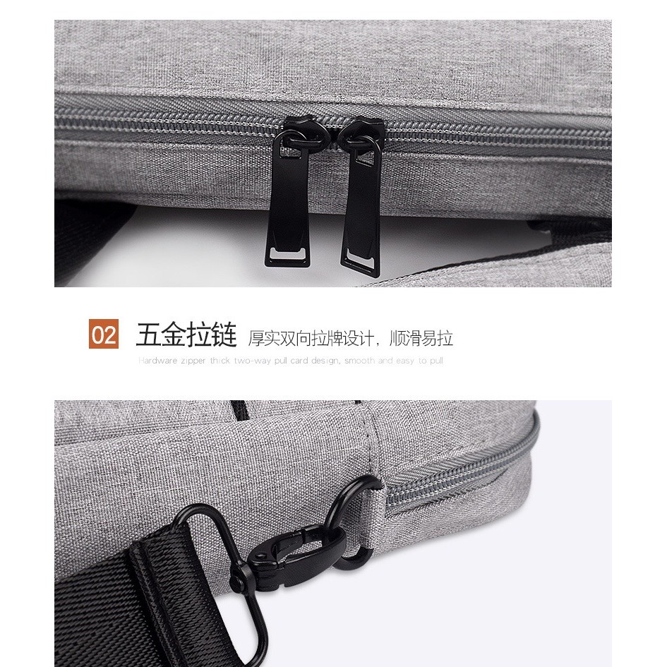 Tas Laptop 14 inch Softcase Sleeve Slempang macbook Waterproof - Grey