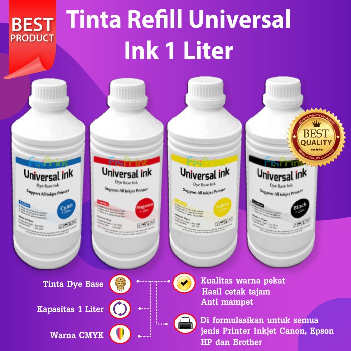 Tinta Epson 1 Liter Pengganti 001 003 Refill Printer L3110 L3210 L1110 L1210 L3150 L5190 L4150 L4160