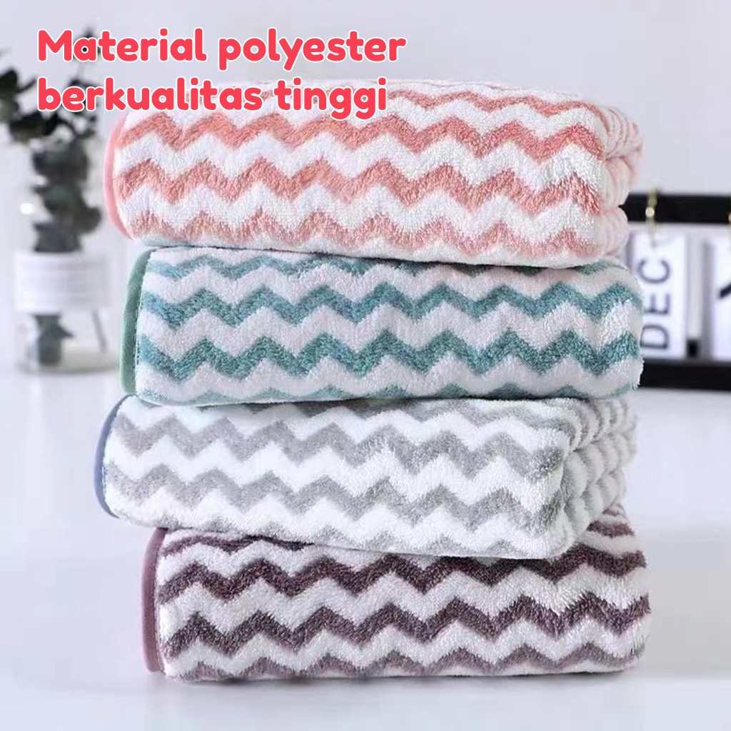 Handuk Mandi Zigzag Bulu Daya Serap Tinggi Ukuran 100cmx50cm 100% Polyester Handuk Anak Handuk Dewasa