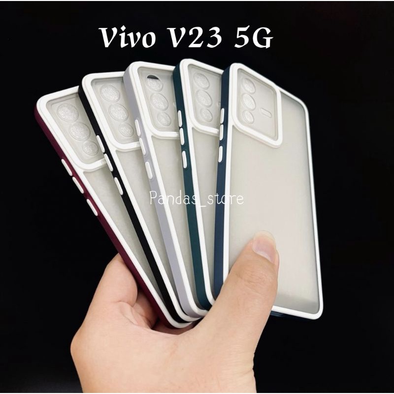 Pro Hybird Vivo V23 5G Softcase Halus dan Elegan / Pinggiran Garis Putih Keren (Pandas)