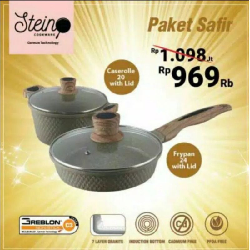 Stein Cookware Paket Safir Granite Diamond Series Steincookware ORIGINAL