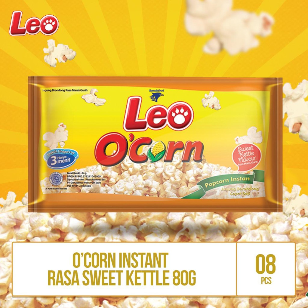 

Leo O Corn Popcorn 80gr Rasa Manis | Sweet Flavour