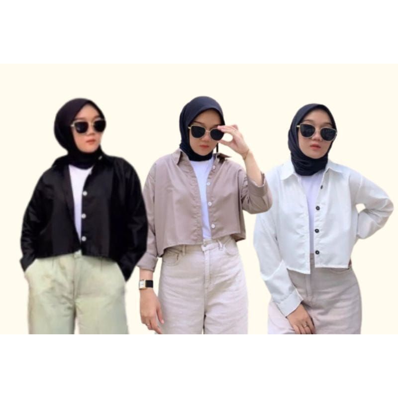 KEMEJA CROP WANITA || KEMEJA POLOS CROP TOP WANITA || ATASAN WANITA