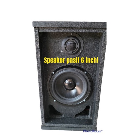 speaker pasif 6 inchi box cat hitam bintik ram besi berlubang